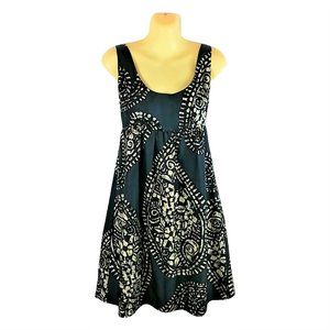 MICHAEL MICHAEL KORS Teal Black Batik Print Silk Sundress SZ 6